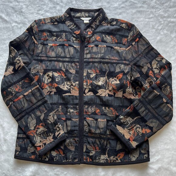 Christopher & Banks Women's Jacket Size M Fall Colors Full Zip Lightweight - Picture 2 of 8